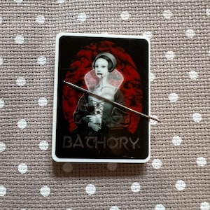 Horror needle minder, scary needleminder, spooky needle minder, magnetic needle keep, cross stitch needleminder, witch needleminder