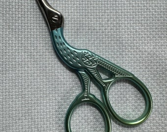 Stork embroidery scissors, blue scissor, blue scissor, shimmer scissors,cross stitch scissors, 9.4cm craft scissors, small scissors