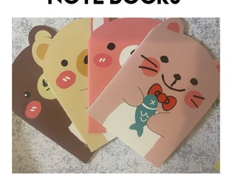 Notebook, small, 40 pages, stationary, bear, cat, fox, animals, novelty, cute, kawaii, office supplies, notebook, gift, cat in a box