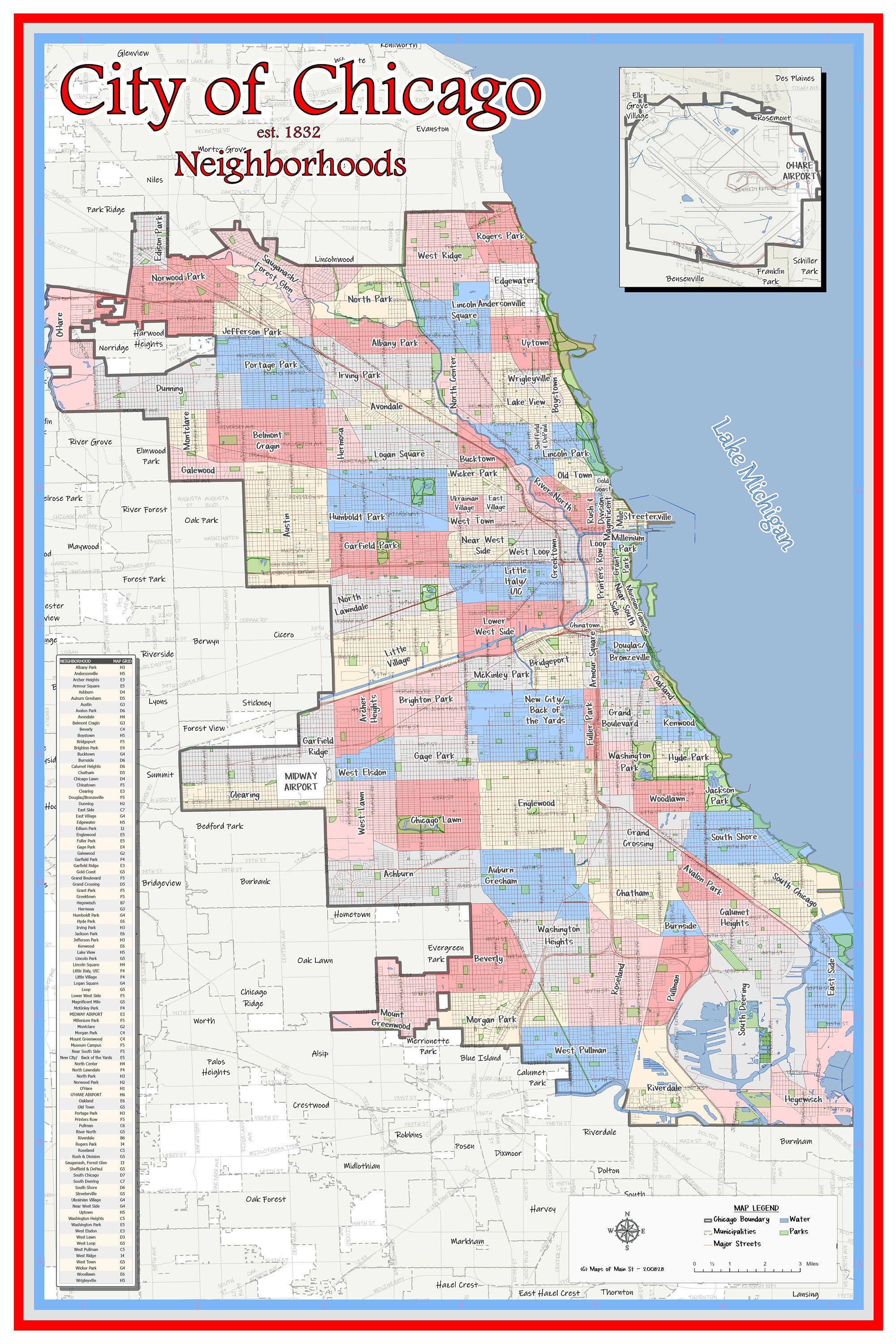 Chicago Neighborhood map | Etsy