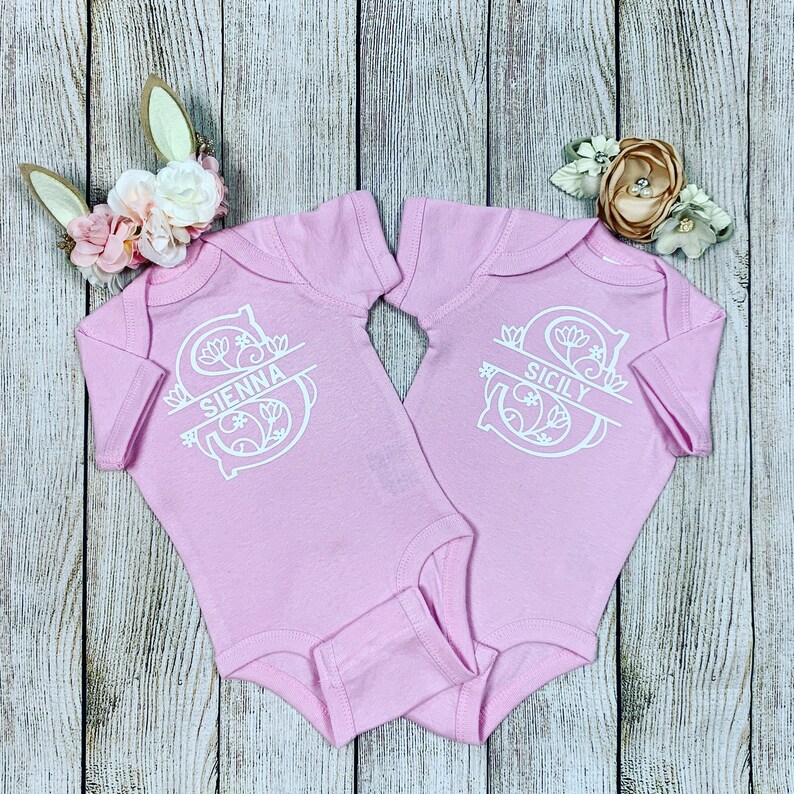 Baby Name Onesie Custom Monogram Floral Onesie Baby Girl Etsy