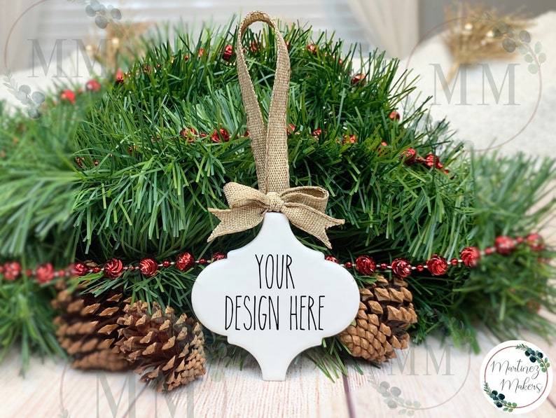 Download Ceramic Tile Christmas Ornament Mockup Add Your Design | Etsy