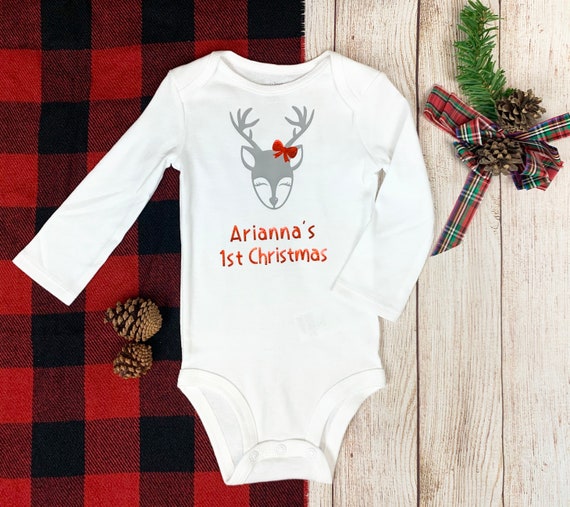 Baby First Christmas Onesie Personalized Christmas Outfit Etsy