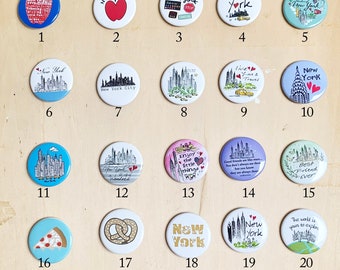 New York Pin| 1.5 Inch pins | New York City Button Pin| New York Souvenirs | NYC Mini Button Pin | New York Pinbacks And Badges