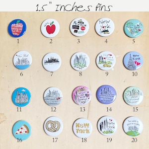 New York-nål | 3,8 cm nålar | Knappnål i New York City | Souvenirer från New York | Miniknappnål i NYC | Nålar och märken i New York