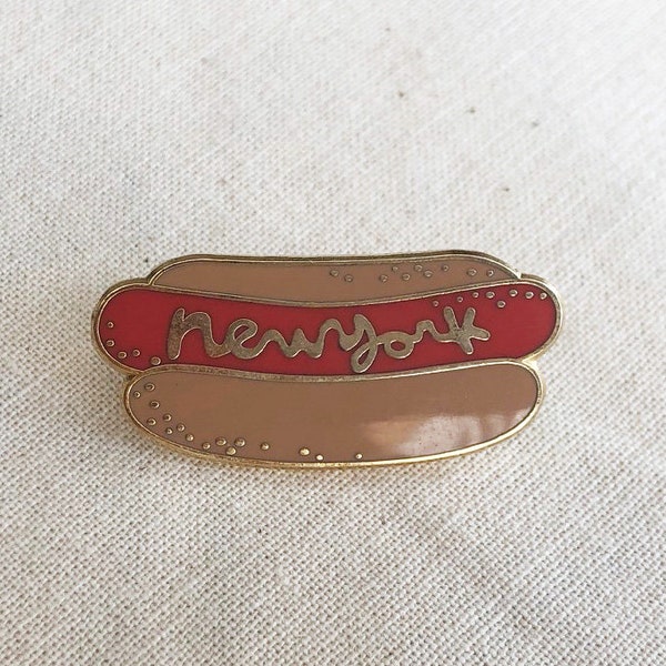 Hot Dog Enamel Pin, NY Hot Dog Pin, NY Pin, Enamel Pin, Lapel Pin, NYC, Jewelry, Art, Gift