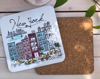 Brownstone New York Coffee Coaster, New York Coaster, NYC House Warming Gift