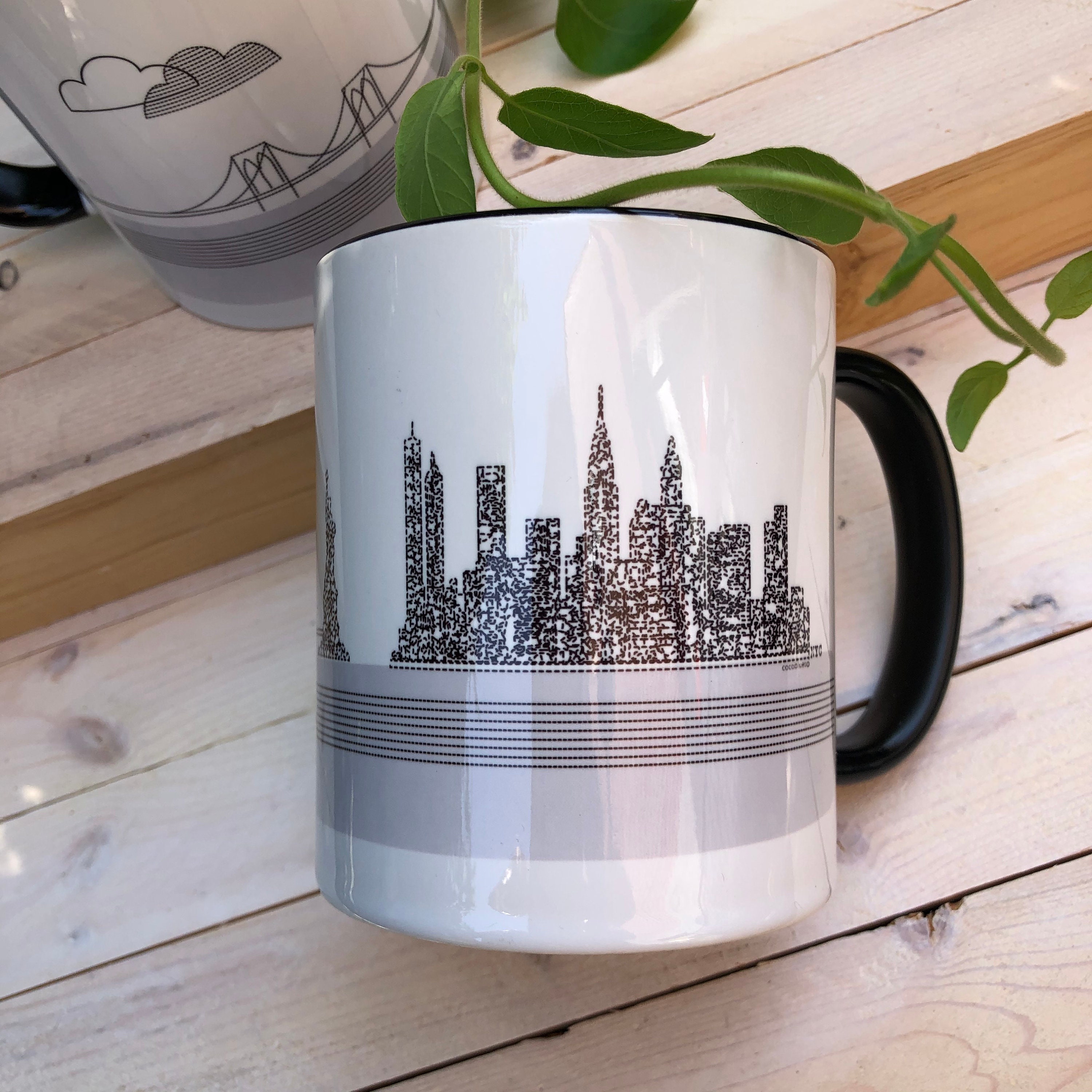New York Skyline Ceramic Mug New York Coffee Mug Etsy