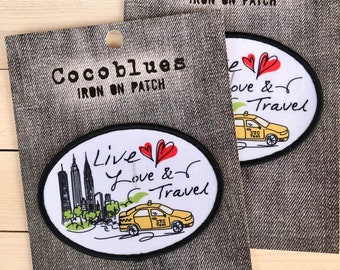 Live Love and Travel Iron on Embroidered Patch