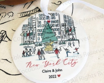 New York Christmas Ornament | Personalized New York Ornament | Custom NY Ornament |New York City Rockefeller Center