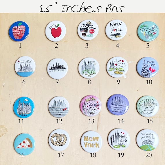 New York Pin 1.5 Inch Pins New York City Button Pin New Etsy