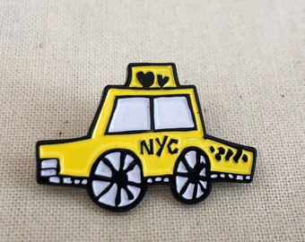 Taxi Enamel Pin, NY Taxi Pin, Yellow Taxi, NY Pin, NY Lapel Pin, Travel Pin