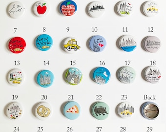 New York Mini Buttons | New York Pin-Back Button | New York Souvenirs | New York Pins and Badges | NYC 1" Mini Pin