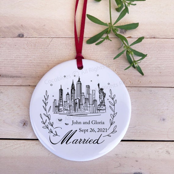 Personalized Engagement Ornament NYC, New York Ceramic Ornament, New York  City Engagement Ornament, NY Ornament, NYC Gift 
