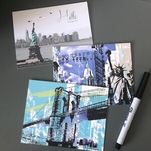 Conjunto de cartões postais da cidade de Nova York, pacote de cartões postais de Nova York, conjunto de 6 cartões postais NYC, marcos de NY