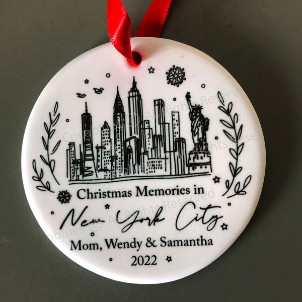 Personalized New York Christmas Ornament | NY Ornament |New York City Skyline | NYC Gift | Custom New York Christmas Tree Ornament