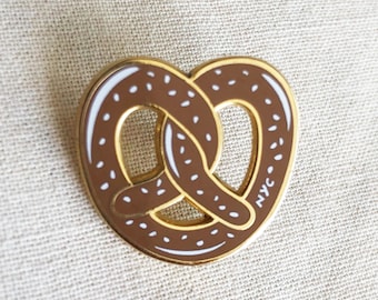 Pretzel Enamel Pin, NY Pretzel, Hard Enamel, Lapel Pin, Brooch, New York Pretzel, Pretzel Pin, New York Enamel Pin