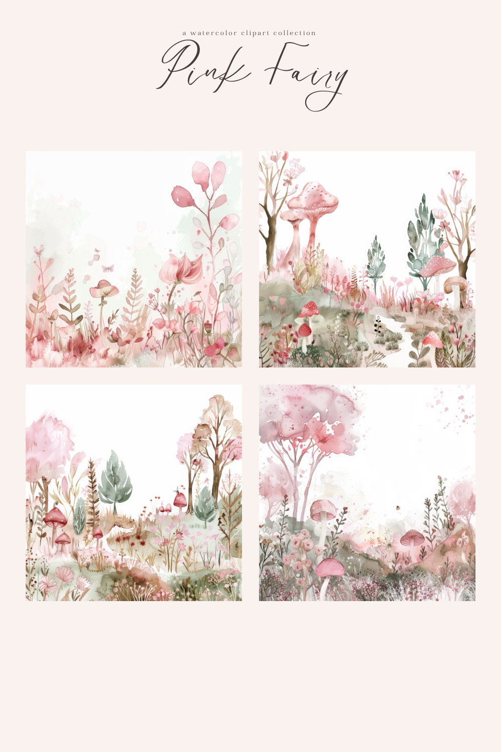 Cute Pink Fairy Watercolor Clipart Fairy Nursery Art Fairies Junk ...