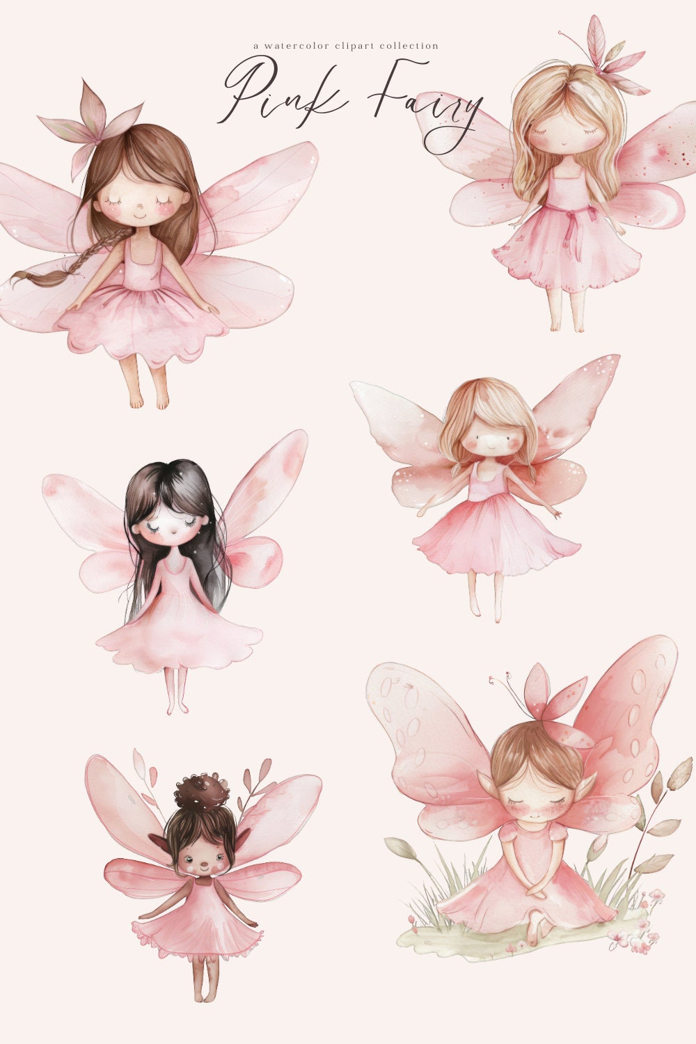 Cute Pink Fairy Watercolor Clipart Fairy Nursery Art Fairies Junk ...