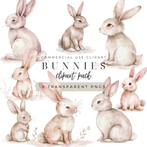 Cute Bunny Clipart Watercolor Rabbit Clipart Rabbit Baby Shower Bunny Nursery Clipart Watercolor Woodland Rabbit PNG Bunny Rabbit Clipart