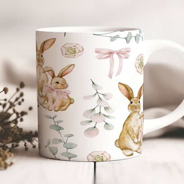 Easter Mug Wrap, Easter Bunny Mug PNG, Easter Cup Wrap, 11oz 15oz Mug png, Mug Press Mug Template, Happy Easter png, Bunny Love Easter