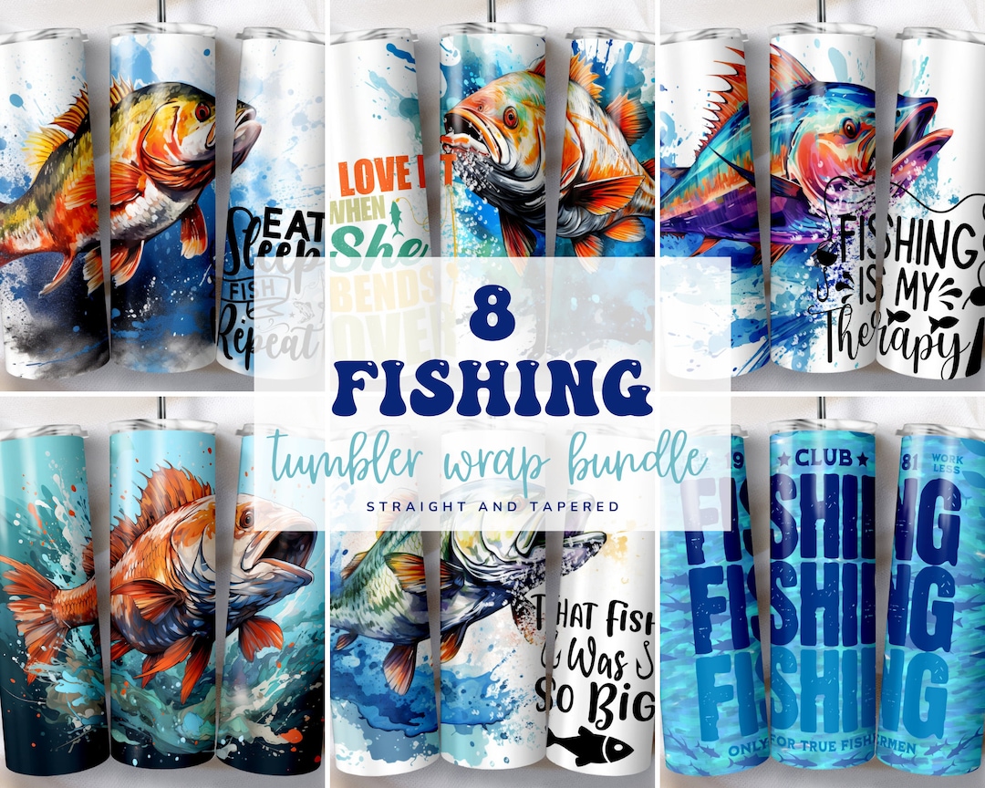 Fishing Tumbler Wrap Bundle, Fisherman 20oz Skinny Tumbler Sublimation ...