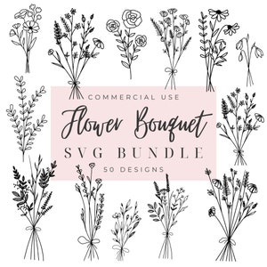 Blumenstrauß svg Bundle Blumensvg-Sammlung Blumen svg Blumenstrauß svg & Blumenschnittdateien Blumenstrauß-Blume svg für Hochzeit Botanische Linie svg