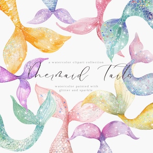 Clipart queue de sirène, aquarelle sirène PNG, Clipart sirène, anniversaire de sirène sous la mer, sirène fête thème sirène mariage