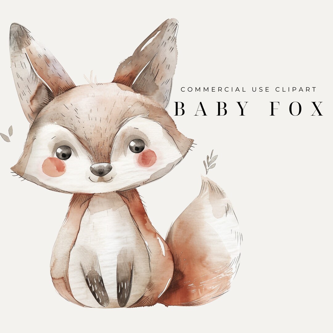 Cute Baby Fox Png, Watercolor Fox Clipart, Red Fox Clipart, Fox