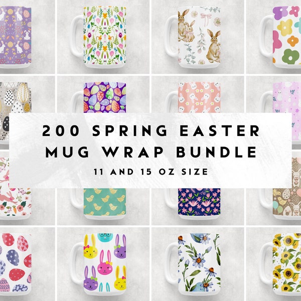 Easter Mug Wrap Bundle Spring Megabundle Spring Mugwrap Easter Bunny Mug png Mug Sublimation Wrap 11oz 15oz mug template Easter cup wrap