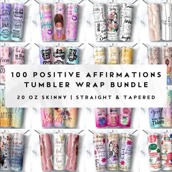 Affirmations Tumbler Wrap Bundle Positive Tumbler png Motivational Tumbler 20 oz Self Love Tumbler Inspirational Wrap Daily Reminder Wrap