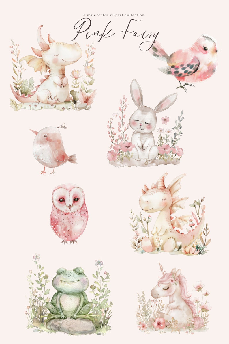 Cute Pink Fairy Watercolor Clipart Fairy Nursery Art Fairies Junk ...