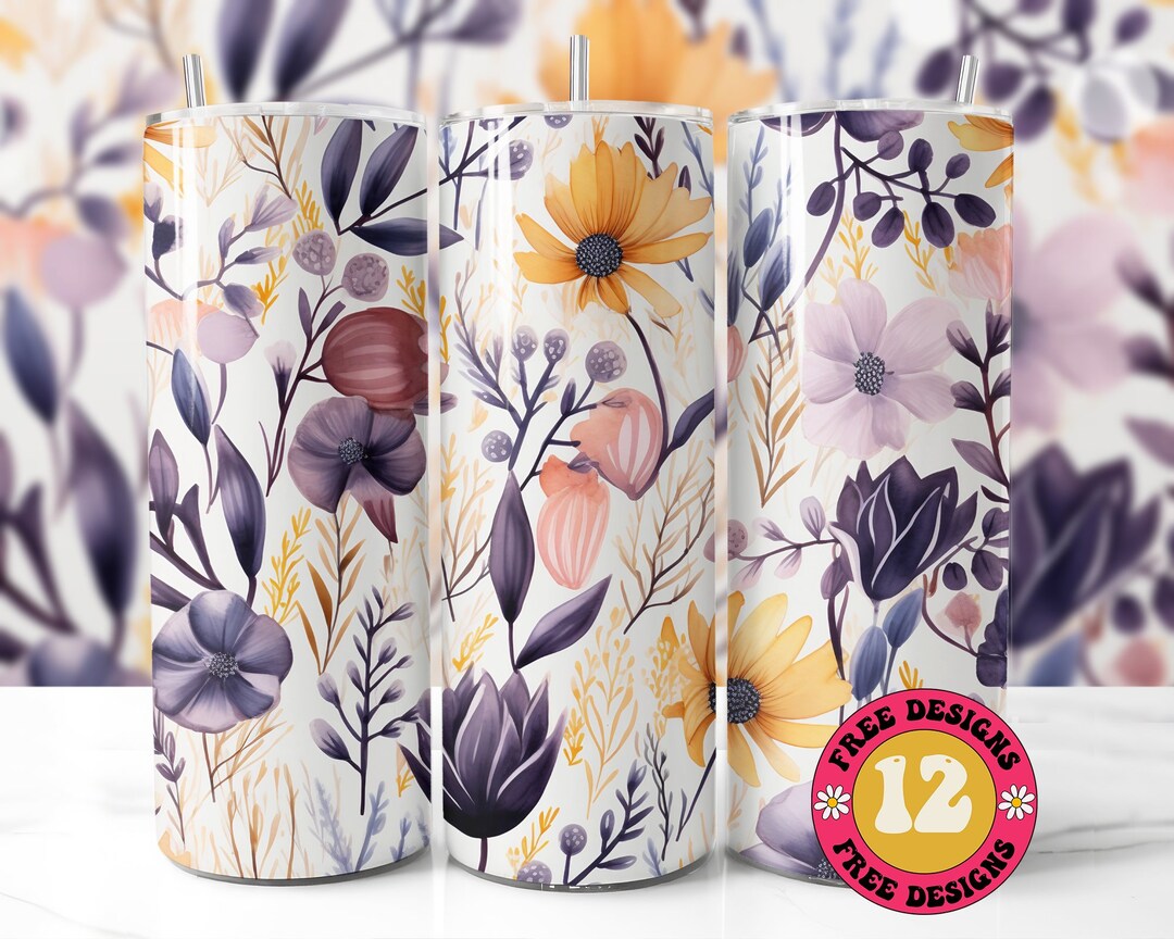 Boho Floral Tumbler 20 Oz Skinny Sublimation Design Boho - Etsy