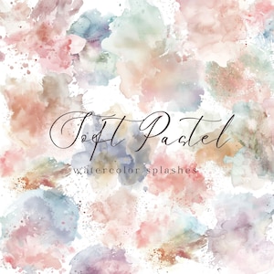 Pastel aquarel clipart, abstracte aquarel digitale clipart, aquarel spatten png, achtergrond verfspatten, vormen en penseelstreken