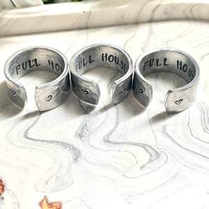 Personalized Secret Message Hammered Ring, Engraved Ring, Initial Ring, custom name ring, adjustable ring, Inspirational Quote jewelry