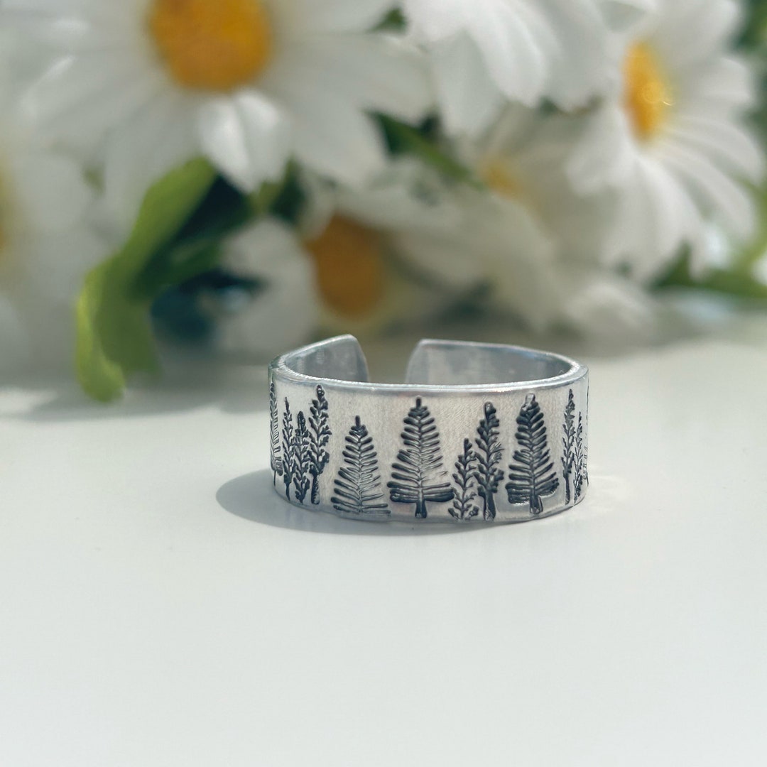 Forester Rings Instruments Evergreen Forest Ring, Pine Tree Forest Jewelry , Adjustable Ring ...