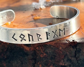 Personalized Viking Rune Bracelet, Norse Cuff, Viking Jewelry, Nordic Runes, Viking Noble Virtues, Elder Futhark Rune, Celtic, Pagan Jewelry