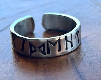 Viking Rune Ring, Elder Futhark Runes, Viking Code, Personalized Rune, Norwegian Jewelry, Viking Runes, Norse, Celtic, Pagan Ring