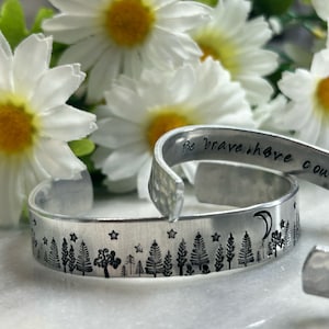 Personalized hidden message Forest bracelet, evergreen tree, backpacker gift, hiking jewelry, nature jewelry, tree hugger gift