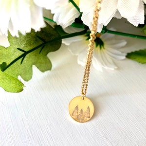 Gold Tree Necklace, Forest Jewelry, Pine Tree Necklace, Hand Stamped Nature Lover, Hiker Camper Jewelry, Inner Peace, Evergreen Trees