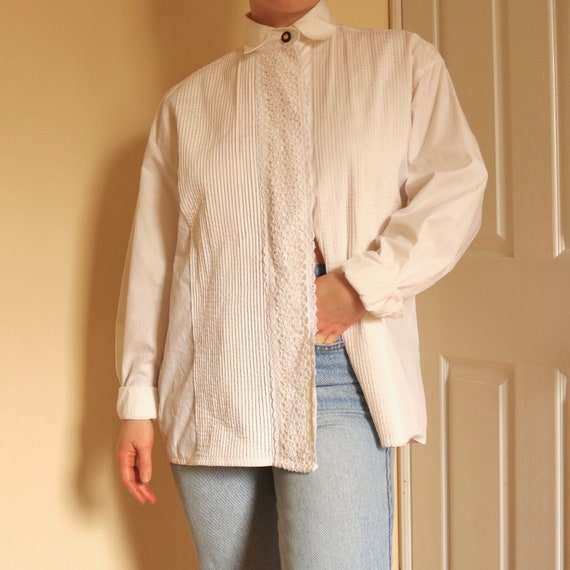 Pleated Eyelet Dress Shirt