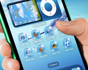 Frutigo Aero Icon Pack - Themed Liquid Glass Custom Icon Designs, Vintage Aquarium Aesthetic iPhone iOS 26 Aquamarine Re-design