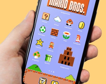 Vintage Super Mario Video Game Aesthetic Phone Icons - Customizable Icons Pack