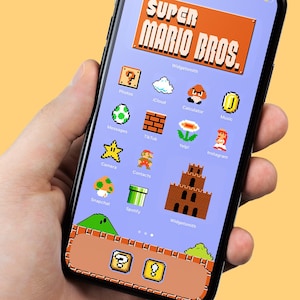 ビンテージ スーパー マリオ ビデオゲームの美しい電話アイコン - カスタマイズ可能なアイコン パック