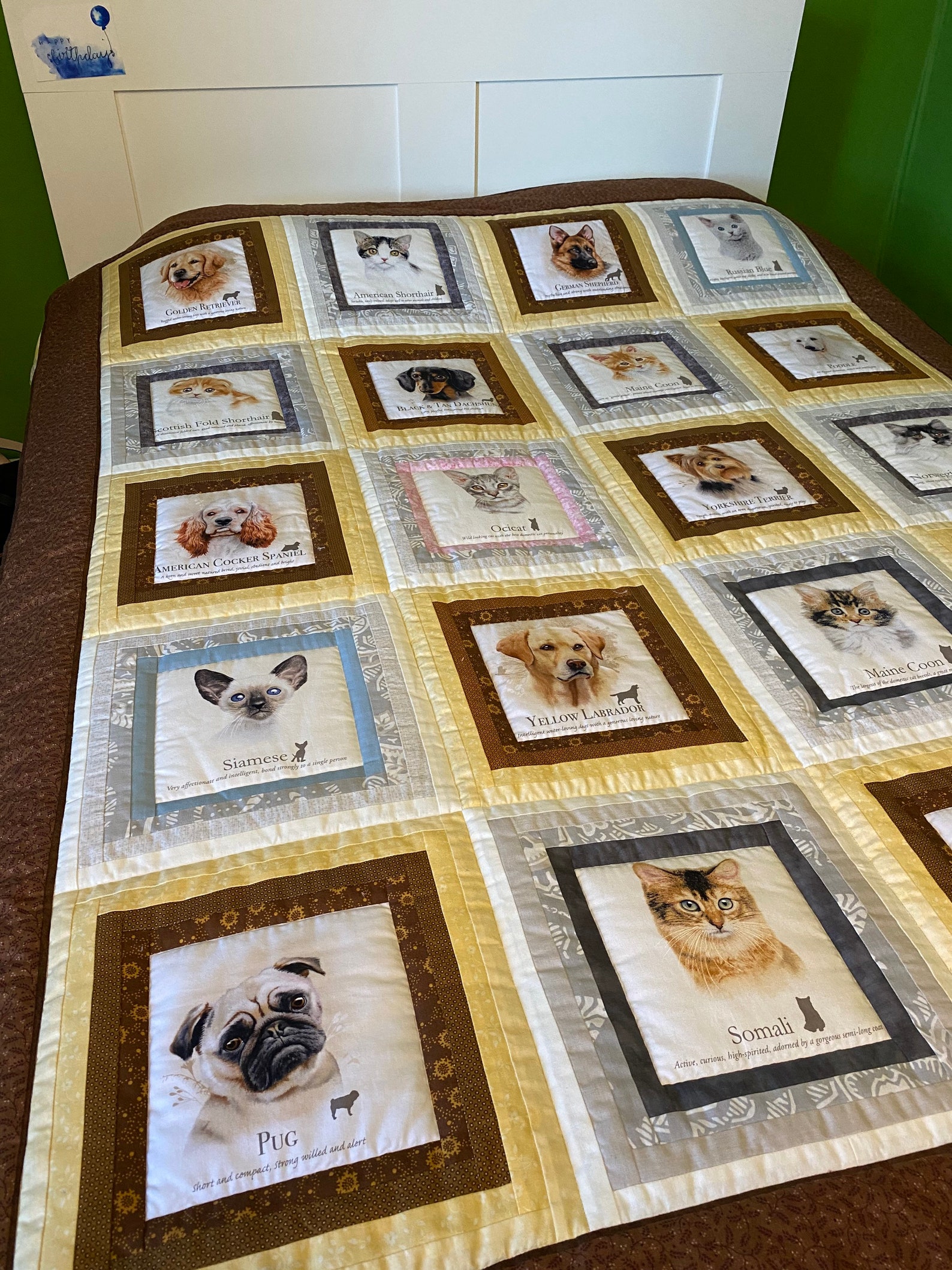 Patchwork Quilt with Pets dogs and cats print bedspread Etsy