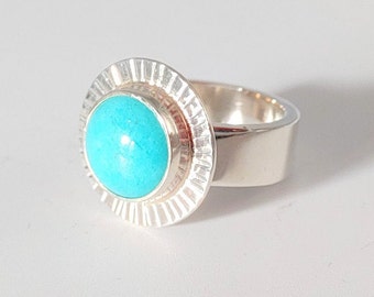 Silver ring with amazonite, amazonite ring, statement ring, solitaire ring, ring turquoise stone, silversmith's work, handmade, unique