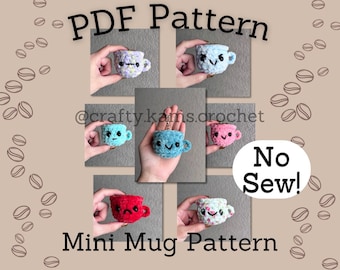 Mini Mug Crochet Pattern, Mug Crochet Pattern, No Sew Mug Pattern, Crochet Keychain Pattern, Amigurumi Pattern, No Sew Crochet Pattern