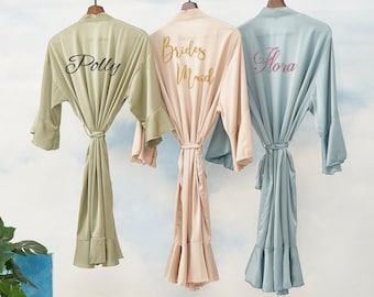 Personalised Bridesmaid robes,Ruffle Robe,Flower Girl Pajamas set monogrammed,Gift Idea for Bridesmaid Party,Wedding Robe,bridal robe