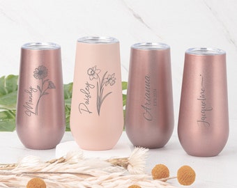 Personalized Champagne Flute Tumbler Birthday Gift,Bridesmaid Proposal Gift,Party Favors Wine Tumbler Champagne Tumbler