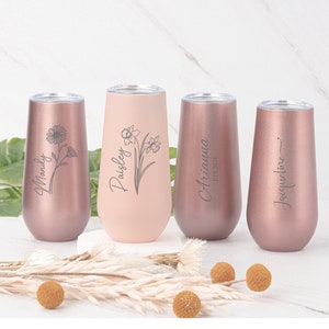 Personalized Champagne Flute Tumbler Birthday Gift,Bridesmaid Proposal Gift,Party Favors Wine Tumbler Champagne Tumbler